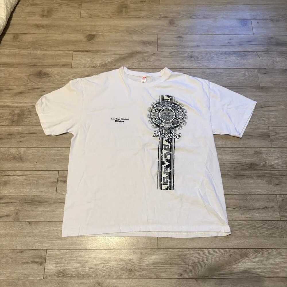 tribal mexico white graphic tee